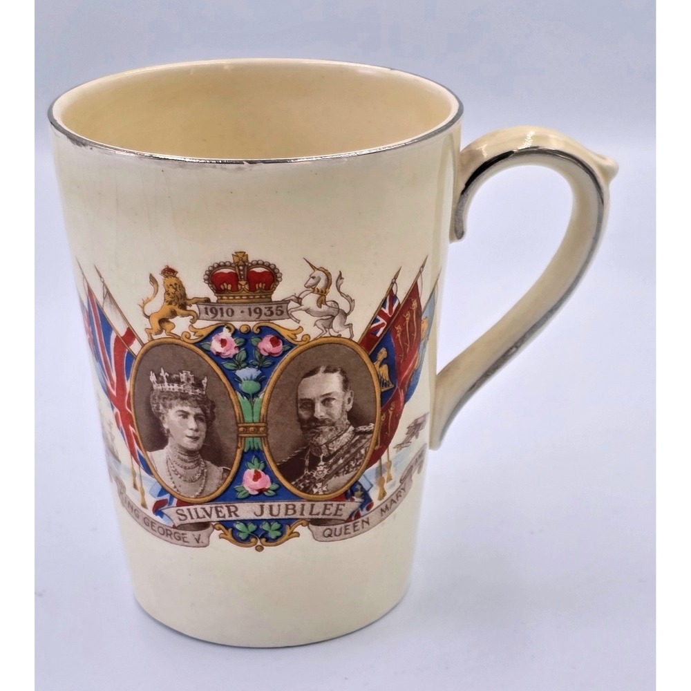 King George V Queen Mary Silver Jubilee 1910-1935 Commemorative Mug Cream